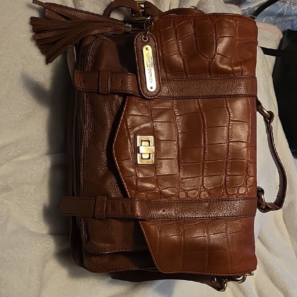 Cynthia Rowley Brown Leather Workbag with Gold Accents